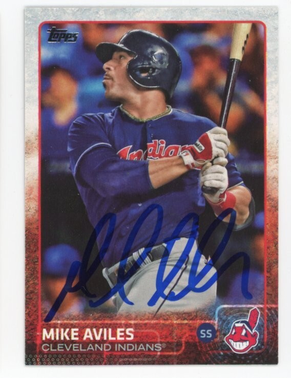 SIGNED BASEBALL CARD AUTO TOPPS 2015 MIKE AVILES CLEVELAND INDIANS #397