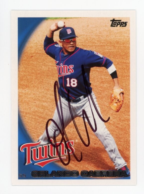 SIGNED BASEBALL CARD AUTO TOPPS 2010 ORLANDO CABRERA MINNESOTA TWINS #11