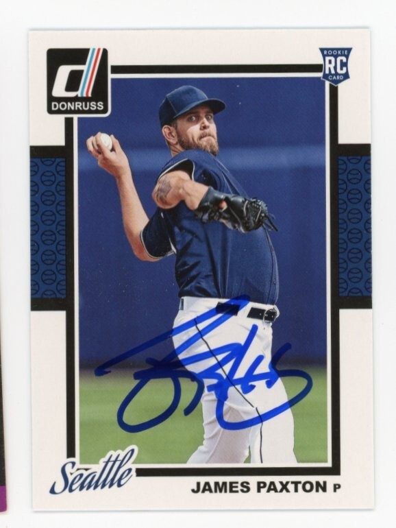 SIGNED BASEBALL CARD AUTO DONRUSS 2014 JAMES PAXTON SEATTLE MARINERS #334