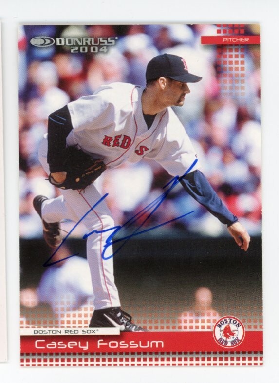 SIGNED BASEBALL CARD AUTO DONRUSS 2004 CASEY FOSSUM BOSTON RED SOX #92