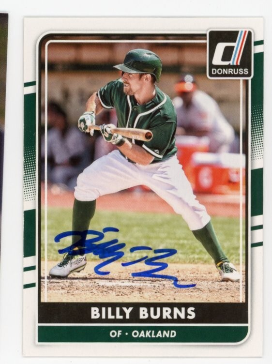 SIGNED BASEBALL CARD AUTO DONRUSS 2016 BILLY BURNS OAKLAND A's ATHLETICS #110