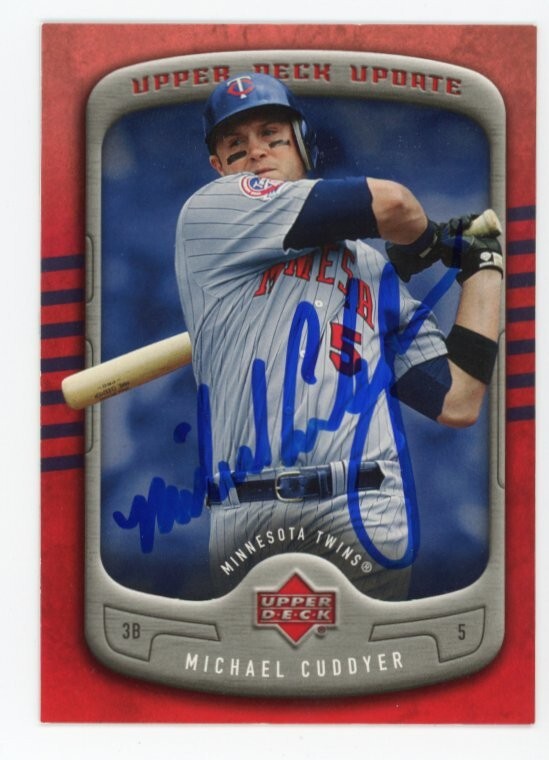 SIGNED BASEBALL CARD AUTO UPPER DECK UD 2005 MICHAEL CUDDYER MINNESOTA TWINS #14