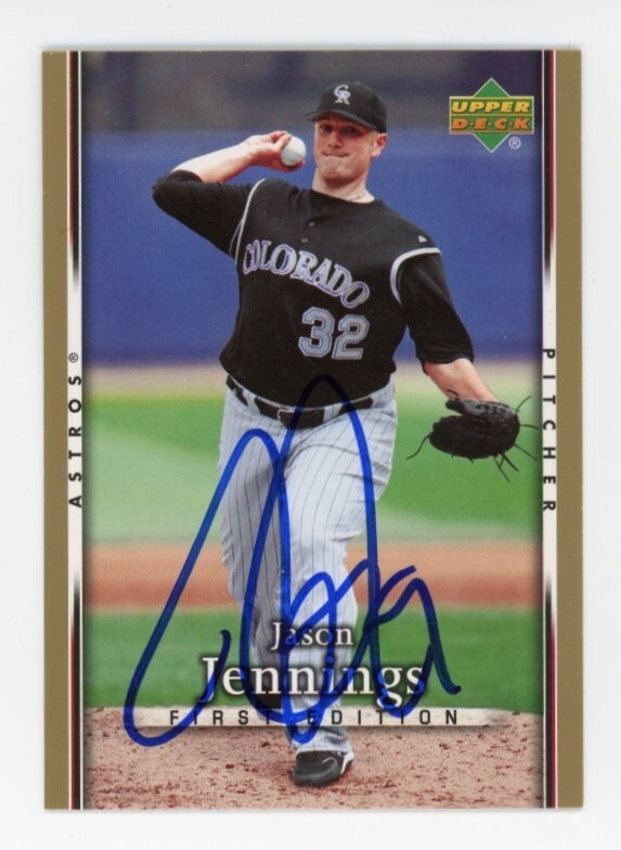 SIGNED BASEBALL CARD AUTO UPPER DECK UD JASON JENNINGS FE #206 HOUSTON ASTROS