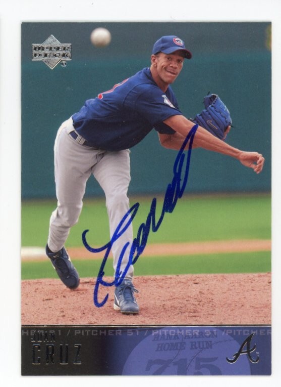 SIGNED BASEBALL CARD AUTO 2004 UPPER DECK UD JUAN CRUZ ATLANTA BRAVES #311