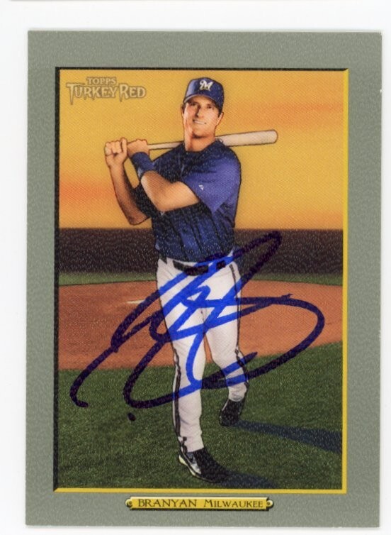 SIGNED BASEBALL CARD AUTO TOPPS TURKEY RED 2005 RUSSELL BRANYAN BREWERS #250