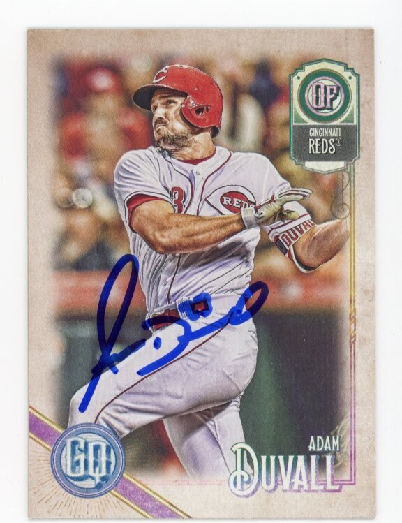 SIGNED BASEBALL CARD AUTO TOPPS 2018 GYPSY QUEEN ADAM DUVALL REDS #46