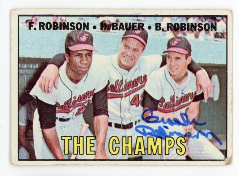 SIGNED BASEBALL CARD AUTO 1967 TOPPS BROOKS ROBINSON BALTIMORE ORIOLES #1