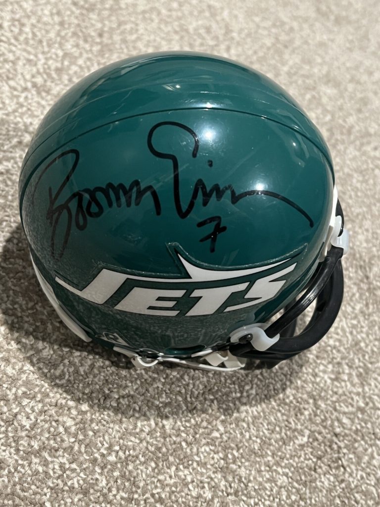 BOOMER ESIASON SIGNED NEW YORK JETS FOOTBALL MINI HELMET VTG AUTOGRAPH QB