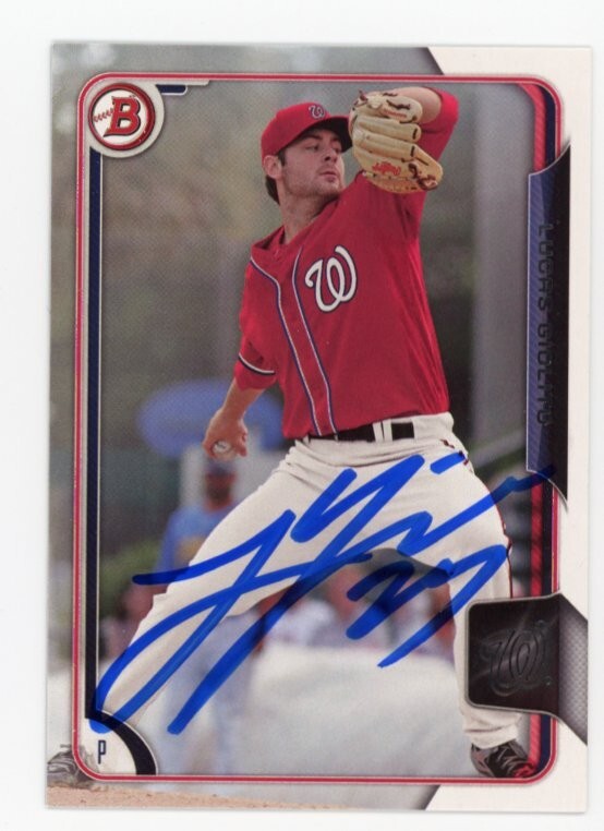 SIGNED BASEBALL CARD AUTO BOWMAN 2015 LUCAS GIOLITO #39 WASHINGTON NATIONALS