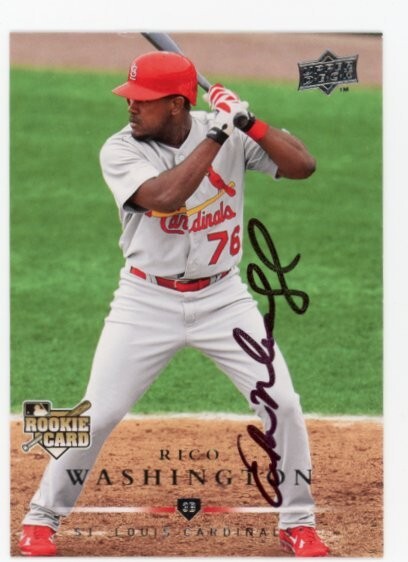 SIGNED BASEBALL CARD AUTO UPPER DECK UD 2008 RICO WASHINGTON ST LOUIS CARDINALS