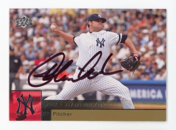 SIGNED BASEBALL CARD AUTO UPPER DECK UD 2009 JOBA CHAMBERLAIN NEW YORK YANKEES