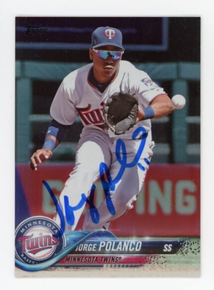 SIGNED BASEBALL CARD AUTO TOPPS 2018 JORGE POLANCO VARIATION MINNESOTA TWINS 107