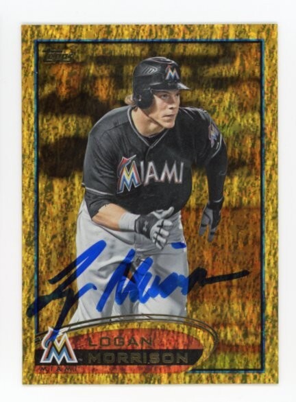 SIGNED BASEBALL CARD AUTO TOPPS 2012 LOGAN MORRISON SPARKLE MIAMI MARLINS #630