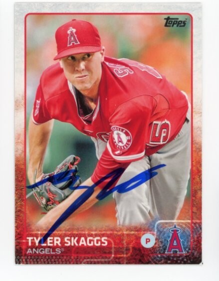 SIGNED BASEBALL CARD AUTO TOPPS 2015 TYLER SKAGGS LA ANGELS #74