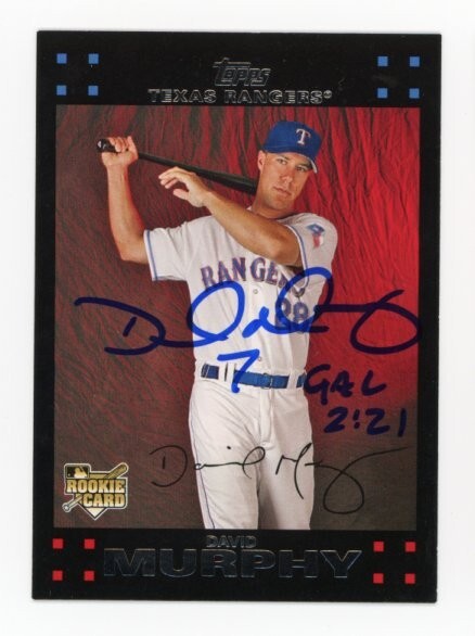 SIGNED BASEBALL CARD AUTO TOPPS 2007 DAVID MURPHY #UH322 TEXAS RANGERS