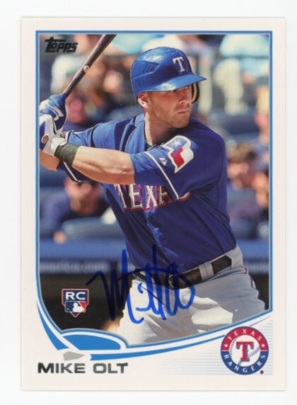 SIGNED BASEBALL CARD AUTO TOPPS 2013 MIKE OLT #87 ROOKIE RC TEXAS RANGERS
