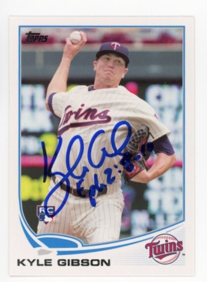 SIGNED BASEBALL CARD AUTO TOPPS 2013 KYLE GIBSON #US154 MINNESOTA TWINS RC