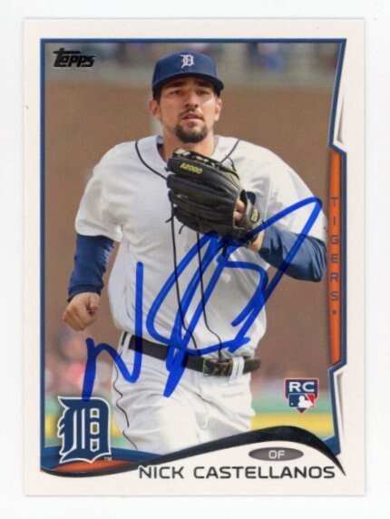 SIGNED BASEBALL CARD AUTO TOPPS 2014 NICK CASTELLANOS #195 DETROIT TIGERS RC