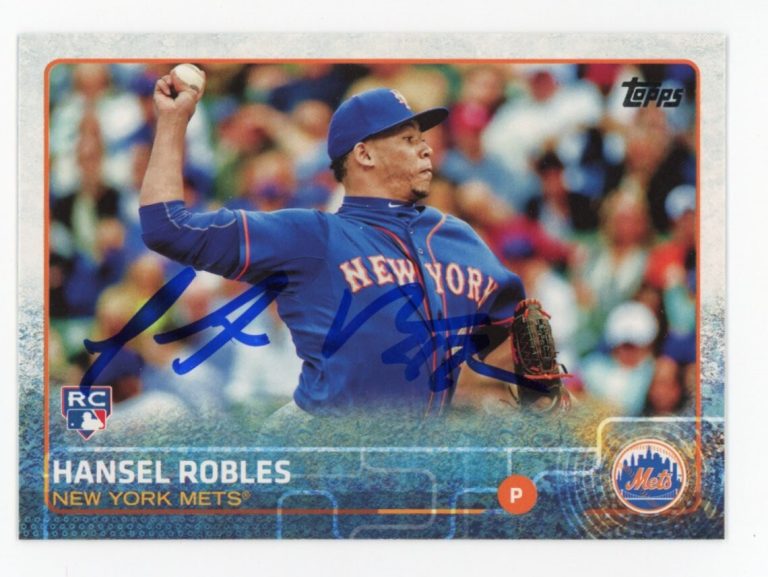 SIGNED BASEBALL CARD AUTO TOPPS 2015 HANSEL ROBLES NEW YORK METS #US232
