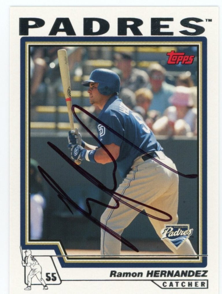 SIGNED BASEBALL CARD AUTO TOPPS 2004 RAMON HERNANDEZ SAN DIEGO PADRES #T52