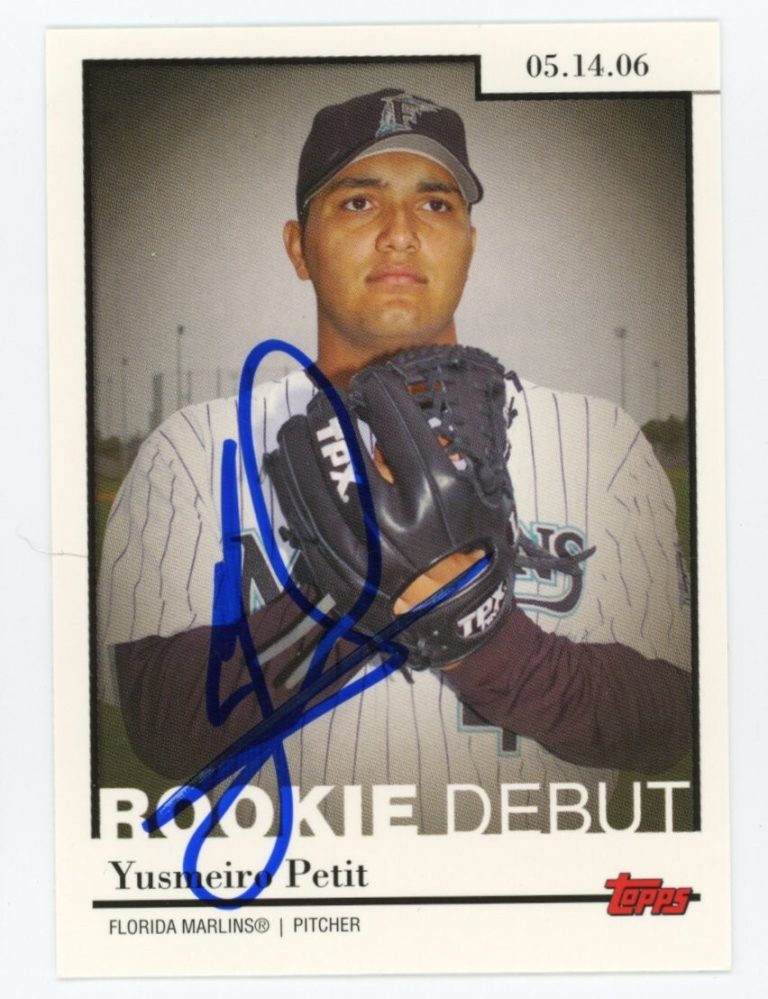 SIGNED BASEBALL CARD AUTO TOPPS 2006 YUSMEIRO PETIT FLORIDA MARLINS #RD26