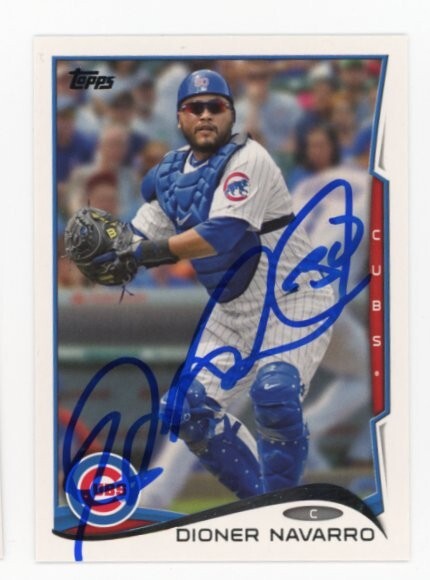 SIGNED BASEBALL CARD AUTO TOPPS 2014 DIONER NAVARRO CHICAGO CUBS #211