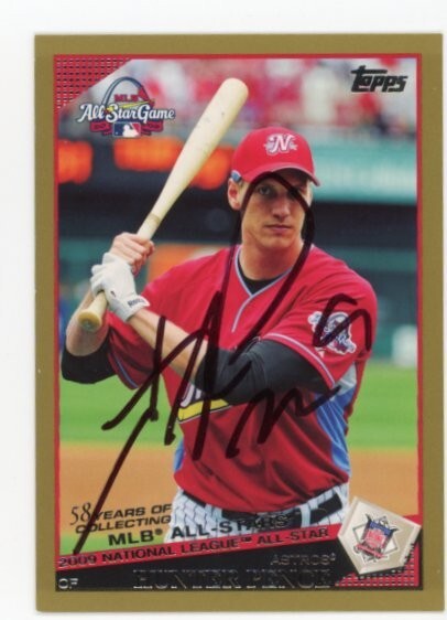 SIGNED BASEBALL CARD AUTO TOPPS 2009 HUNTER PENCE ASTROS GOLD /2009 #US321