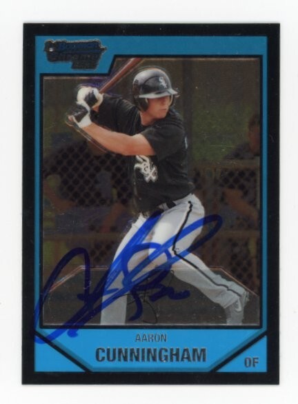 SIGNED BASEBALL CARD AUTO BOWMAN CHROME 2007 AARON CUNNINGHAM WHITE SOX #21