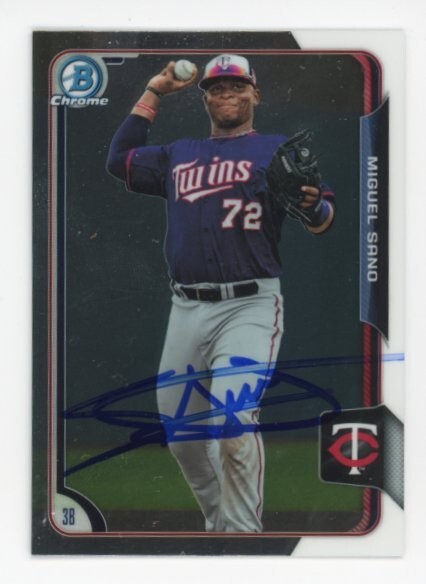 SIGNED BASEBALL CARD AUTO BOWMAN CHROME 2015 MIGUEL SANO MINNESOTA TWINS #33