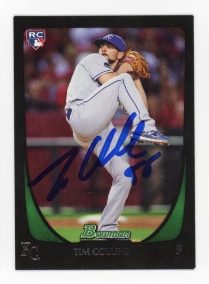 SIGNED BASEBALL CARD AUTO BOWMAN 2011 TIM COLLINS KANSAS CITY ROYALS #22 RC