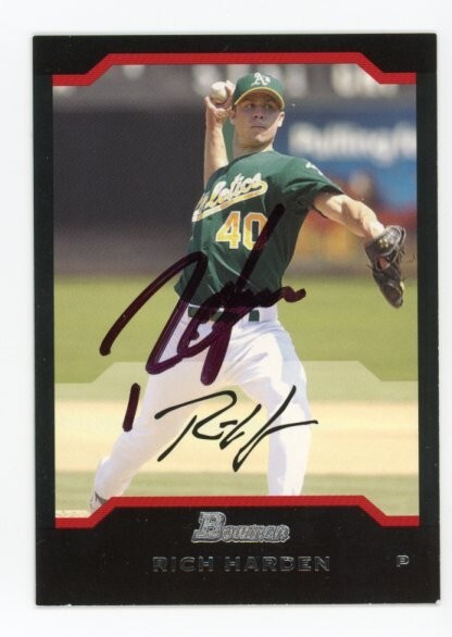 SIGNED BASEBALL CARD AUTO BOWMAN 2004 RICH HARDEN OAKLAND A's #62