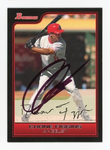 SIGNED BASEBALL CARD AUTO BOWMAN 2006 CHONE FIGGINS LOS ANGELES ANGELS #140