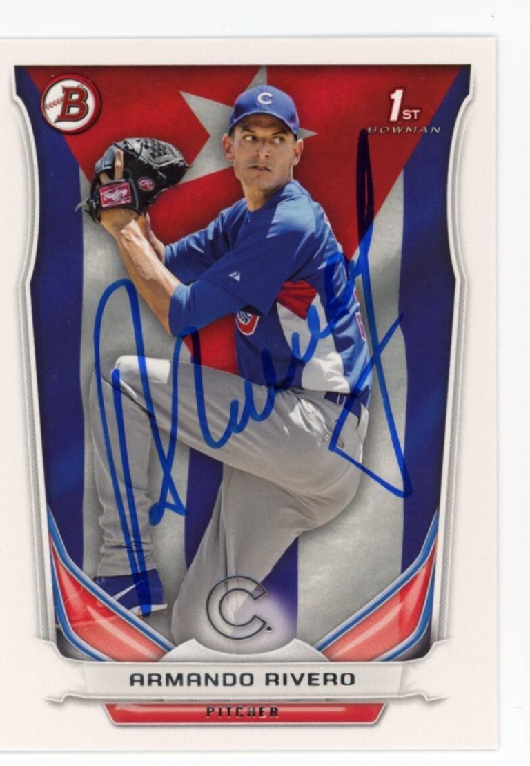 SIGNED BASEBALL CARD AUTO BOWMAN 2014 ARMANDO RIVERO CUBA CHICAGO CUBS #13 RC