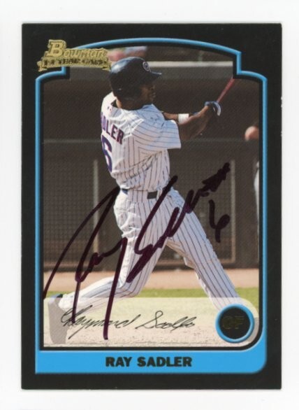 SIGNED BASEBALL CARD AUTO BOWMAN 2003 RAY SADLER CHICAGO CUBS #300 RC ROOKIE