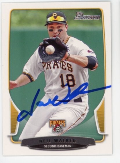 SIGNED BASEBALL CARD AUTO BOWMAN 2013 NEIL WALKER PITTSBURGH PIRATES #201