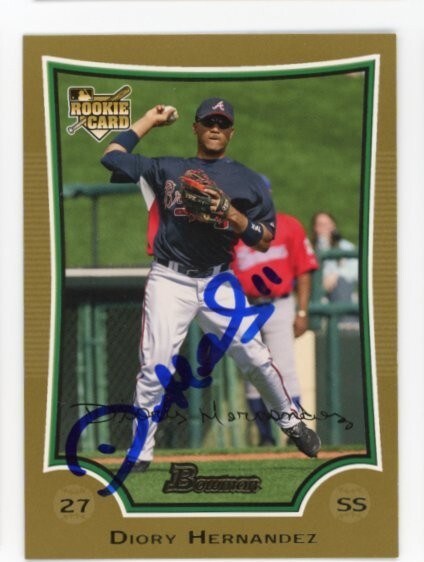 SIGNED BASEBALL CARD AUTO VARIATION BOWMAN 2009 DIORY HERNANDEZ BRAVES #44 RC
