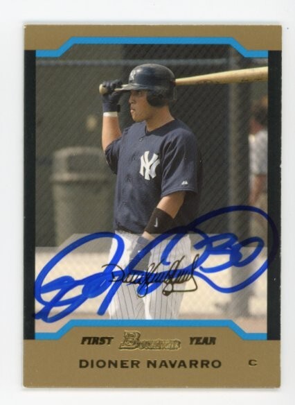 SIGNED BASEBALL CARD AUTO VARIATION BOWMAN 2004 DIONER NAVARRO NY YANKEES #322