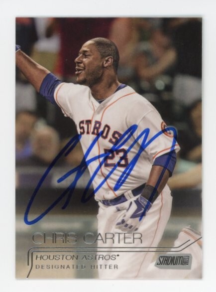 SIGNED BASEBALL CARD AUTO 2015 STADIUM CLUB CHRIS CARTER HOUSTON ASTROS #156