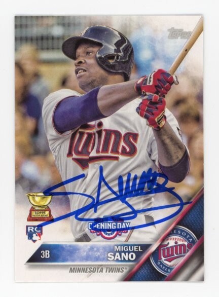 SIGNED BASEBALL CARD AUTO 2016 TOPPS OPENING DAY MIGUEL SANO MINNESOTA TWINS #52