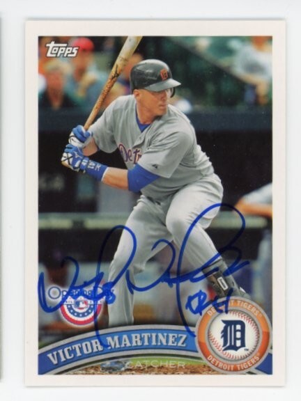 SIGNED BASEBALL CARD AUTO 2011 TOPPS OPENING DAY VICTOR MARTINEZ TIGERS #104