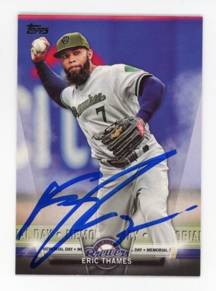 SIGNED BASEBALL CARD AUTO 2018 ERIC THAMES TOPPS #TS-49 MILWAUKEE BREWERS