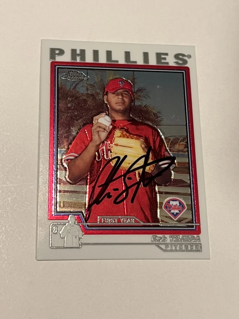SIGNED BASEBALL CARD AUTO TOPPS CHROME 2004 ROB TEJEDA PHILLIES RC #T187