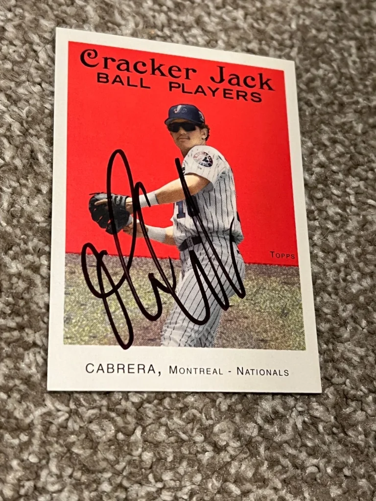 SIGNED BASEBALL CARD AUTO TOPPS CRACKER JACK 2004 ORLANDO CABRERA #61 EXPOS