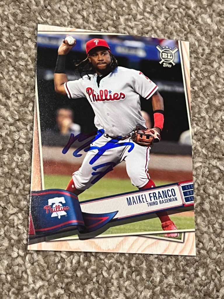 SIGNED BASEBALL CARD AUTO 2019 TOPPS BL MAIKEL FRANCO #229 PHILLIES