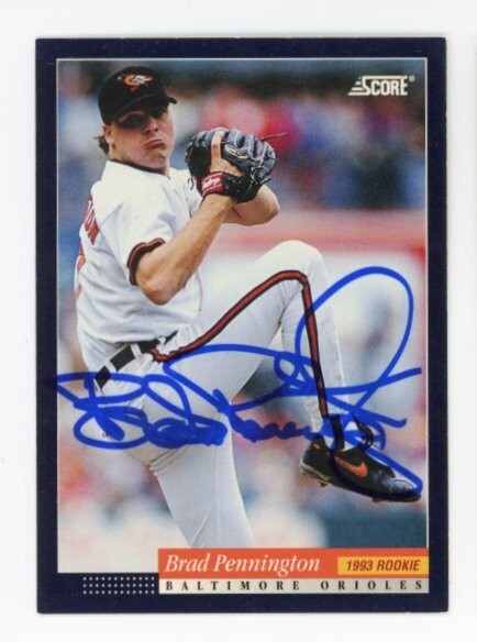 SIGNED BASEBALL CARD AUTO BALTIMORE ORIOLES BRAD PENNINGTON 1994 SCORE #258
