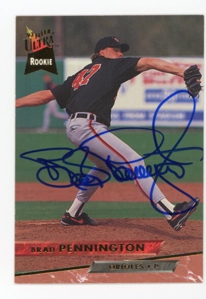 SIGNED BASEBALL CARD AUTO BALTIMORE ORIOLES BRAD PENNINGTON 1993 FLEER ULTRA 498