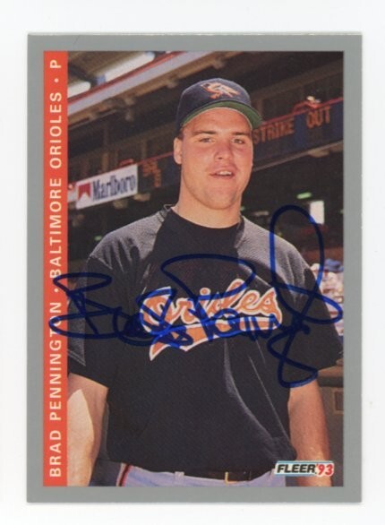 SIGNED BASEBALL CARD AUTO BALTIMORE ORIOLES BRAD PENNINGTON 1993 FLEER #F-163