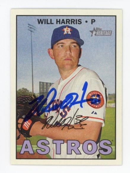 SIGNED BASEBALL CARD AUTO TOPPS 2016 HERITAGE WILL HARRIS HOUSTON ASTROS #579
