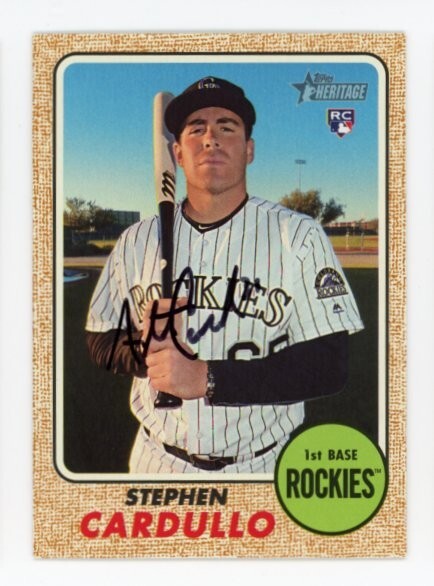SIGNED BASEBALL CARD AUTO TOPPS 2017 HERITAGE STEPHEN CARDULLO #560 ROCKIES