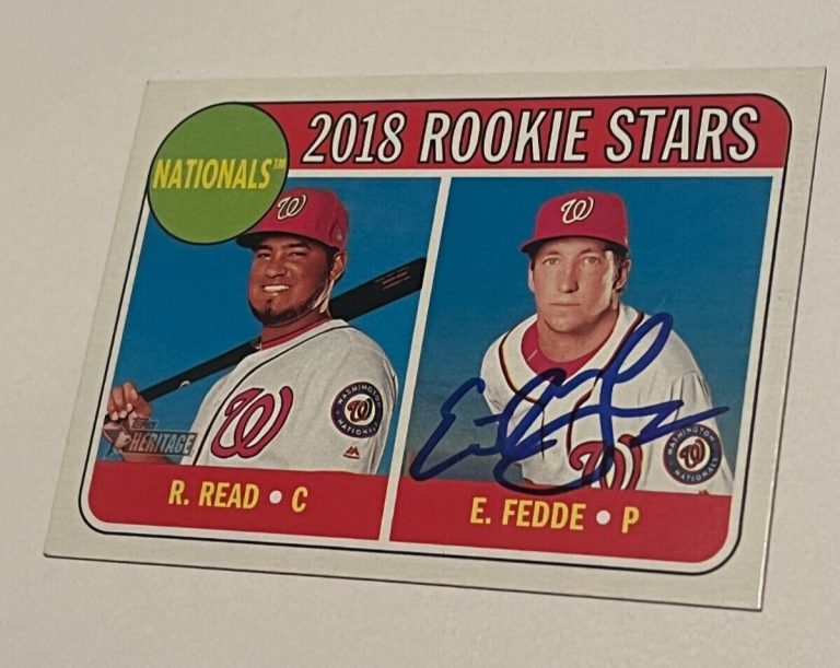 SIGNED BASEBALL CARD AUTO TOPPS 2018 HERITAGE ERICK FEDDE NATIONALS RC #135